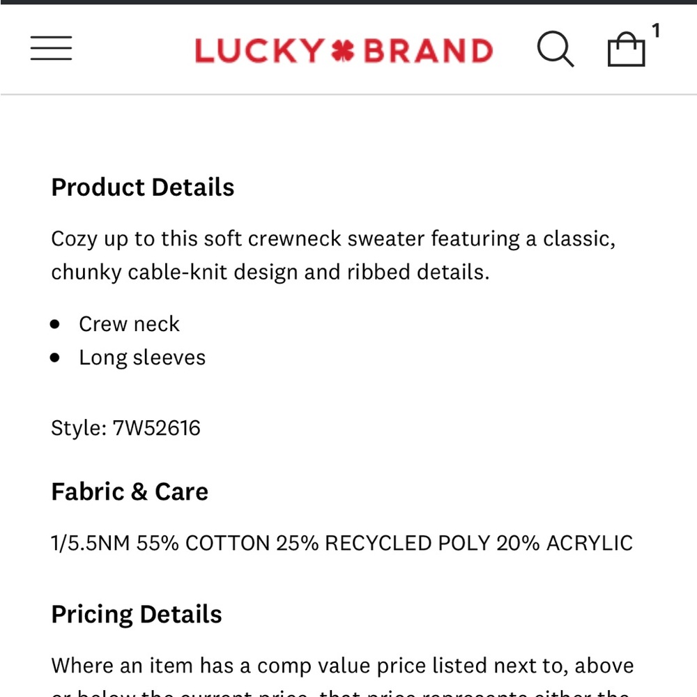 Lucky brand cable crew neck sweater - Picture 6 of 10